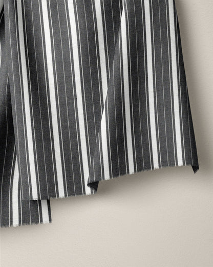 Charcoal Fun Stripe Washed Cotton