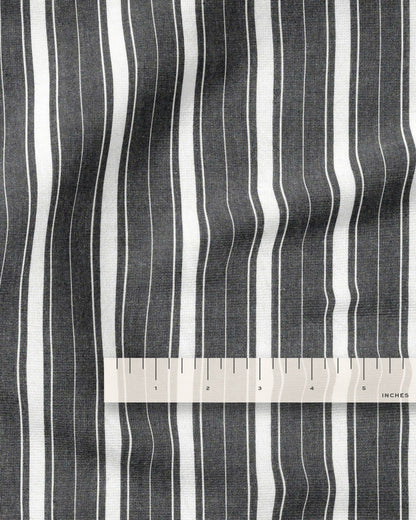 Charcoal Fun Stripe Washed Cotton