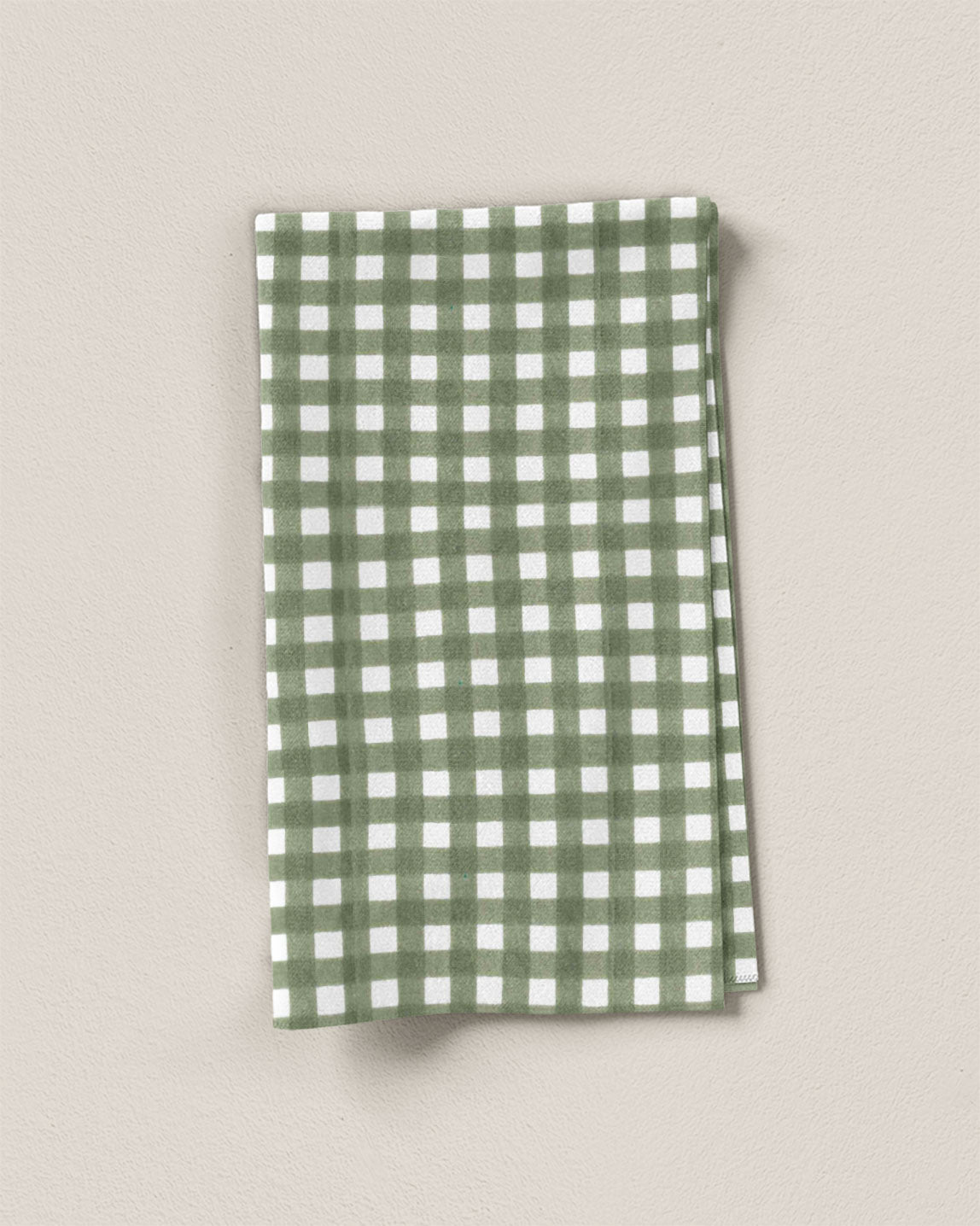 Aloe Green Check Screen Print Cotton