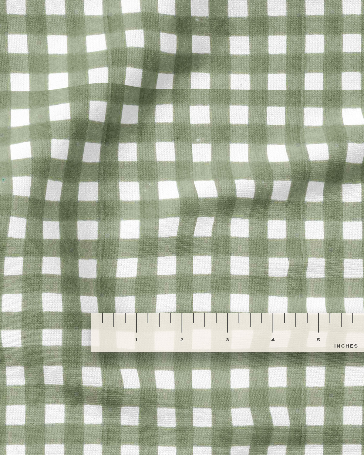 Aloe Green Check Screen Print Cotton