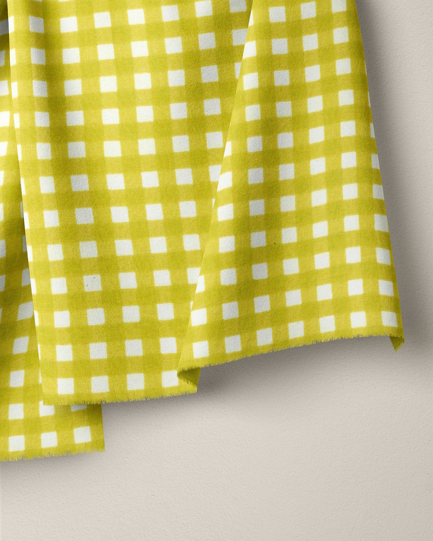 Citron Check Screen Print Cotton