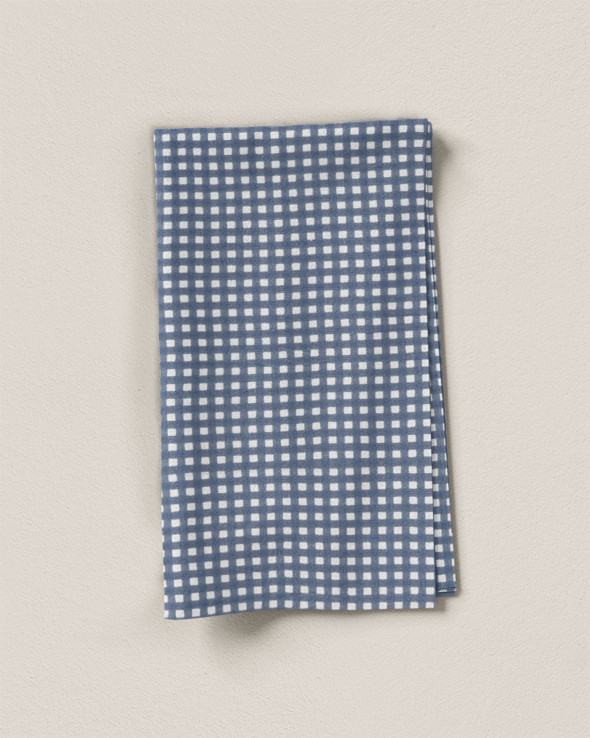 Dusty Blue Small Check Screen Print Cotton