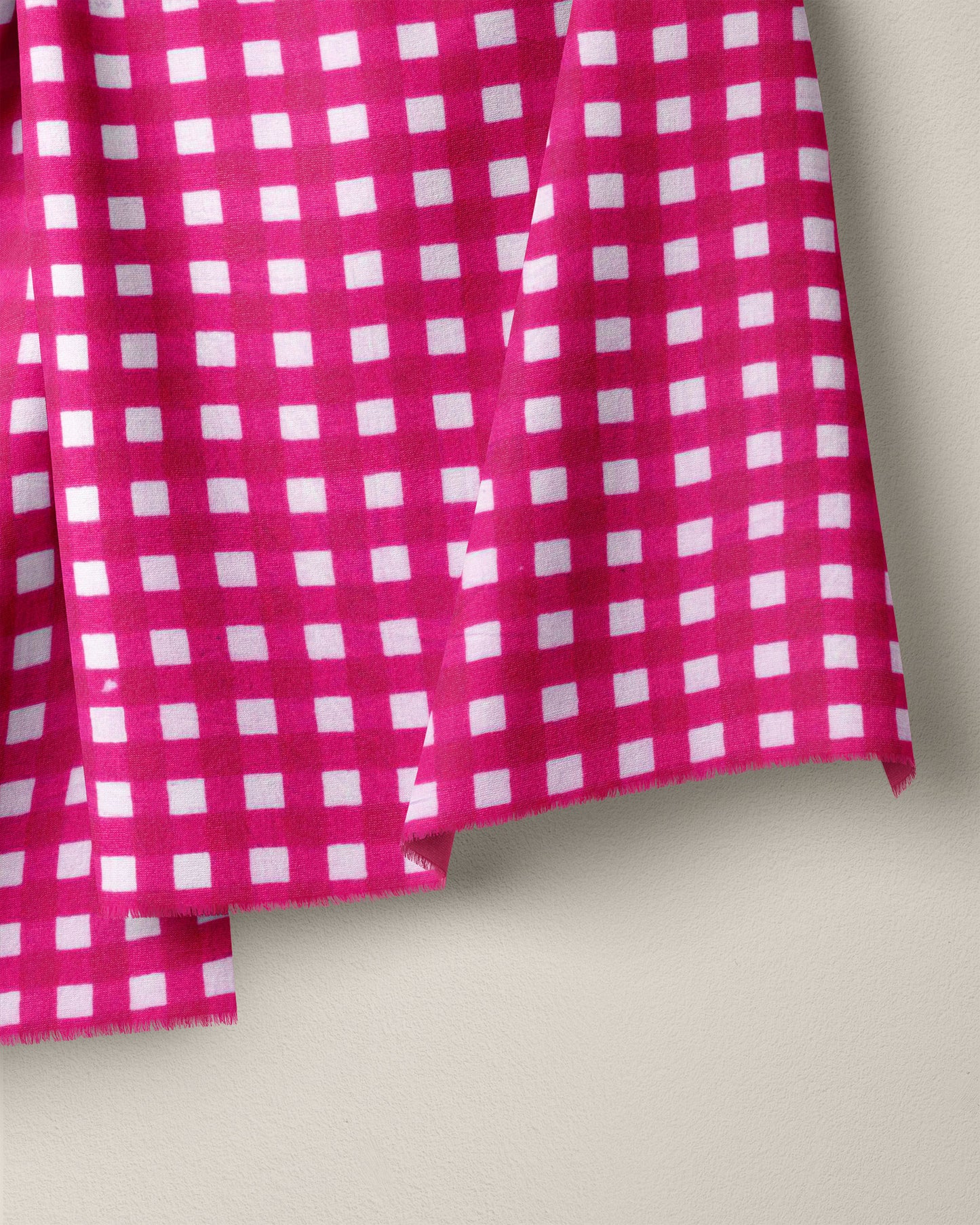 Magenta Check Screen Print Cotton