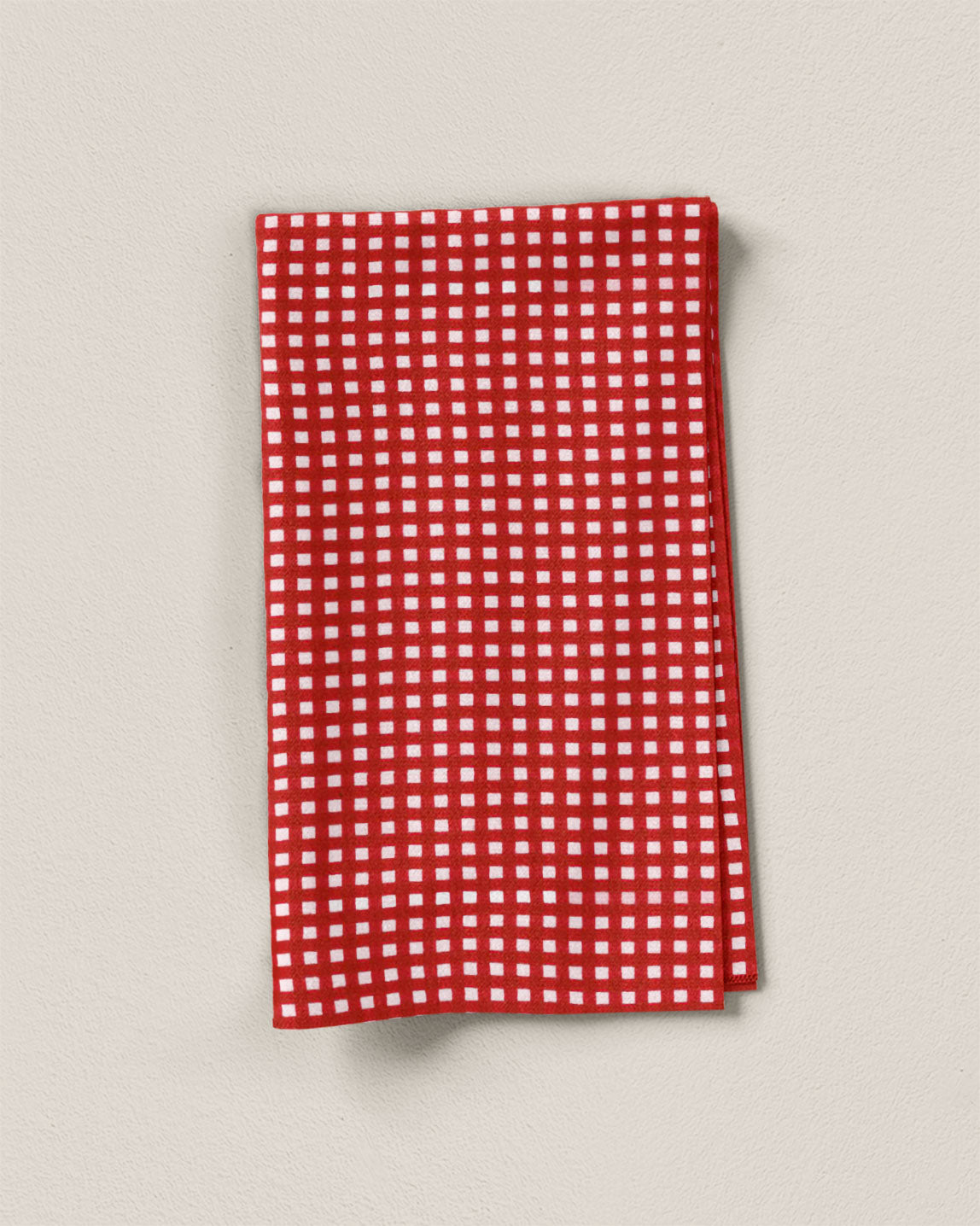 Red Small Check Screen Print Cotton