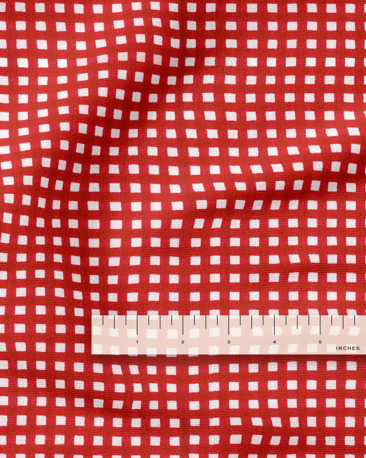 Red Small Check Screen Print Cotton