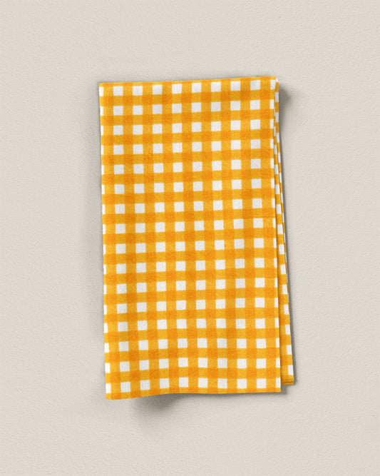 Yellow Check Screen Print Cotton