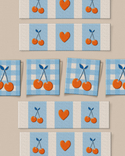 Cherries Square and Rectangle Woven Garment Labels
