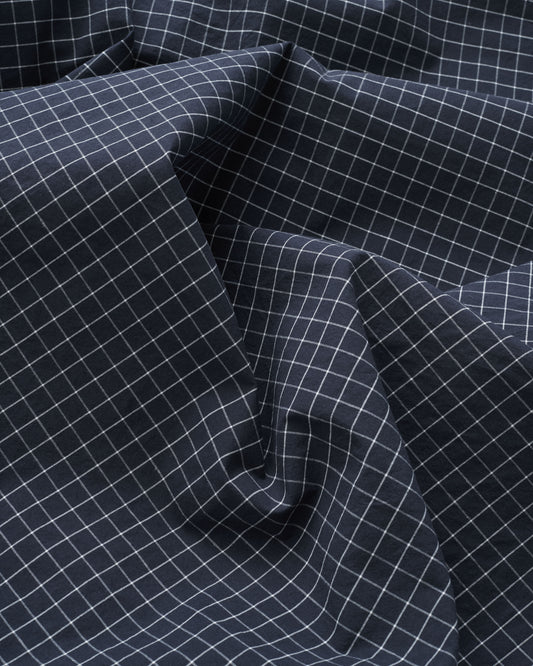 Classic Navy Check Luxury Cotton Linen