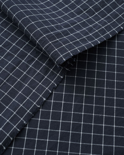 Classic Navy Check Luxury Cotton Linen