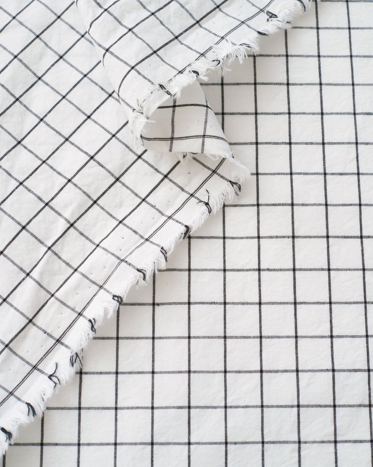 Classic Black and White Check Luxury Cotton Linen