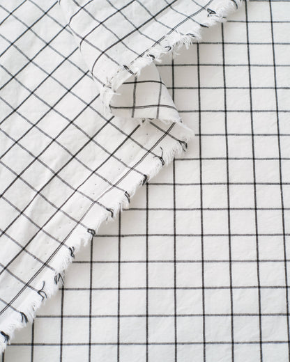 Classic Black and White Check Luxury Cotton Linen
