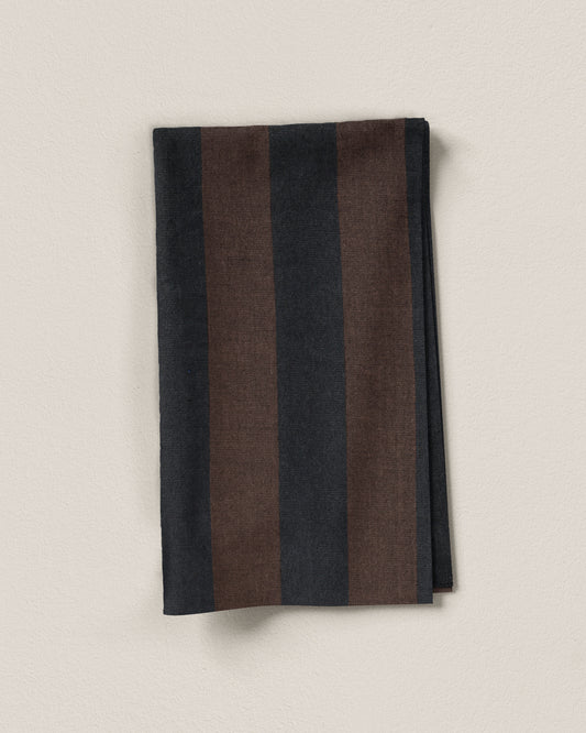 Black and Brown Club Stripe Washed Linen