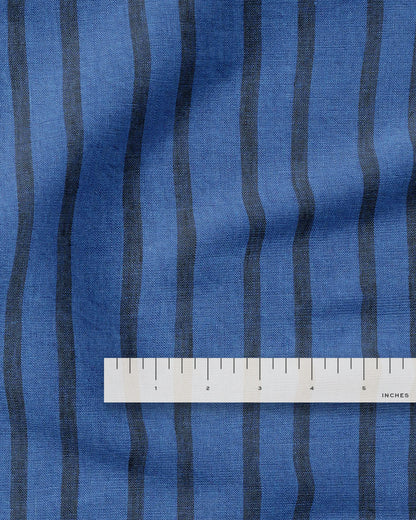 Cobalt Home Stripe Washed Linen