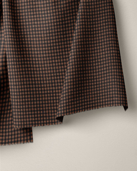 Cocoa Nib Micro Gingham Washed Linen