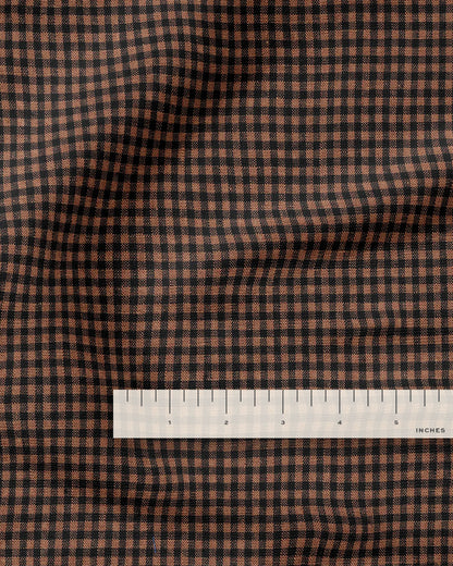 Cocoa Nib Micro Gingham Washed Linen