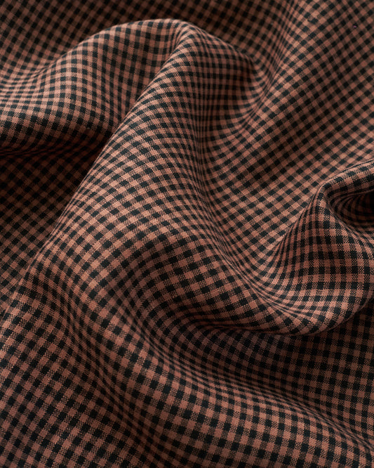 Cocoa Nib Micro Gingham Washed Linen