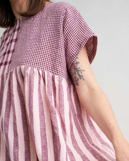 Boysenberry Crumble Micro Gingham Washed Linen