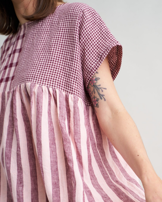 Boysenberry Crumble Micro Gingham Washed Linen