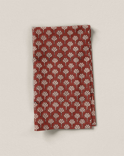 Cranberry Bloom Block Print Cotton