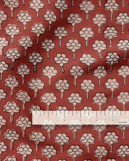 Cranberry Bloom Block Print Cotton