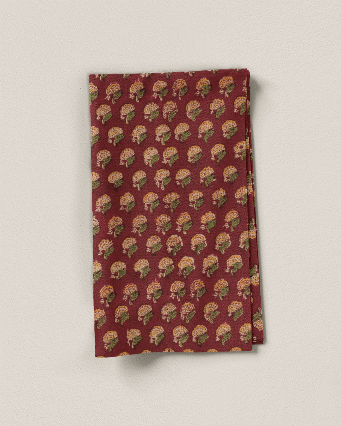 Crimson and Gold Block Print Cotton
