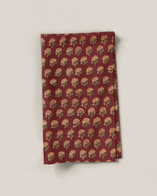 Crimson and Gold Block Print Cotton