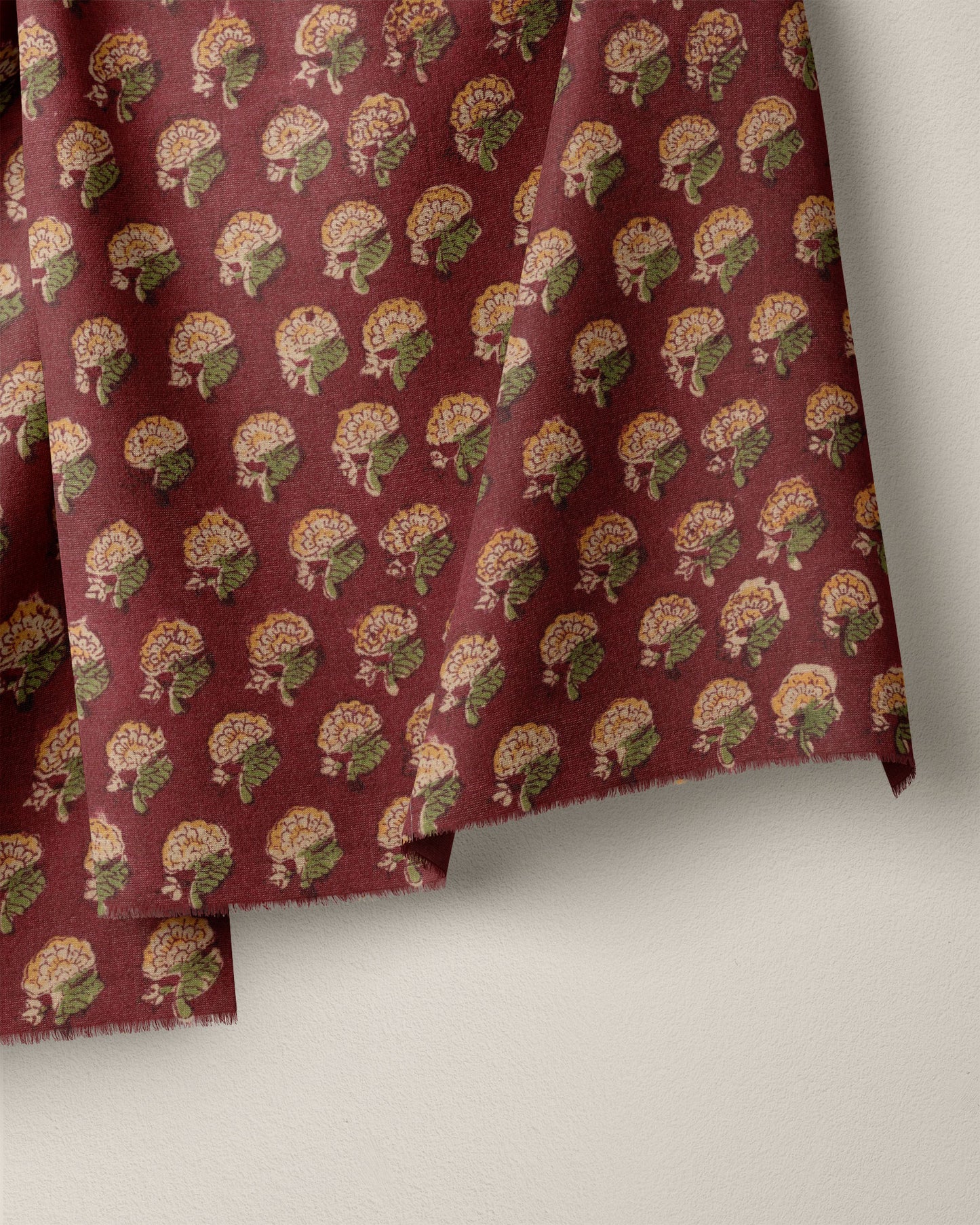 Crimson and Gold Block Print Cotton