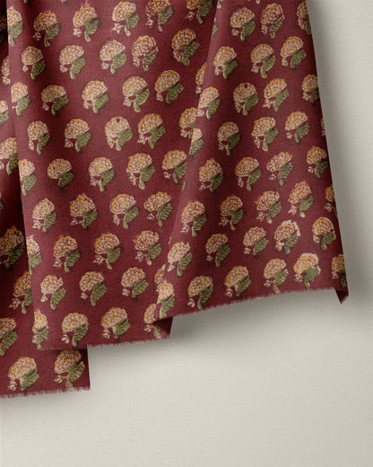 Crimson and Gold Block Print Cotton