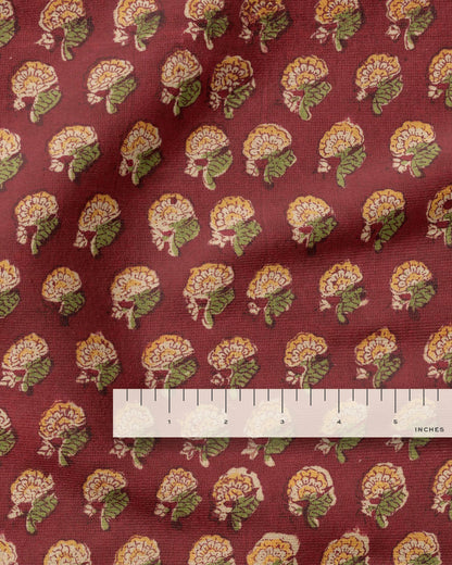 Crimson and Gold Block Print Cotton