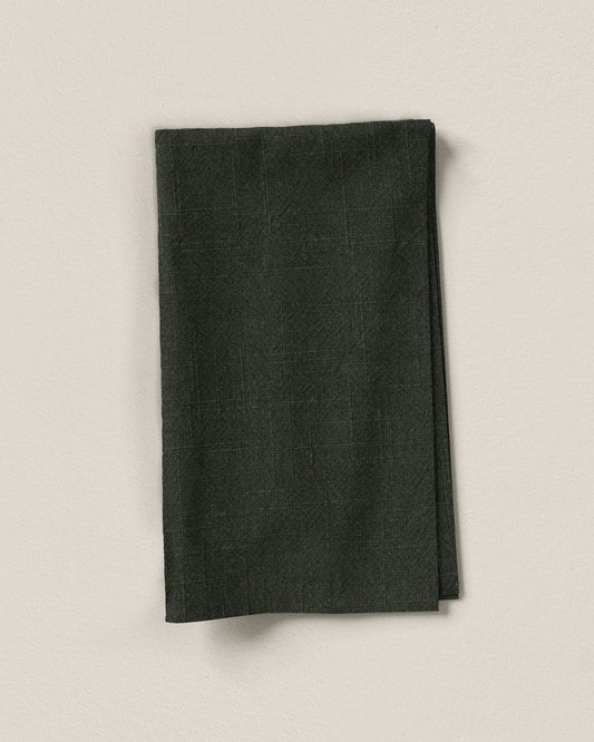 Steel Green Tumbled Cross Hatch Linen Cotton