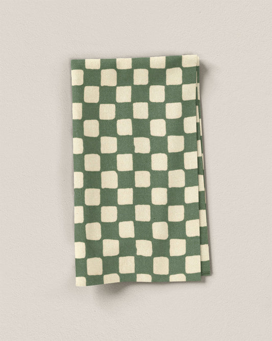 Sage Checker Board Block Print Cotton