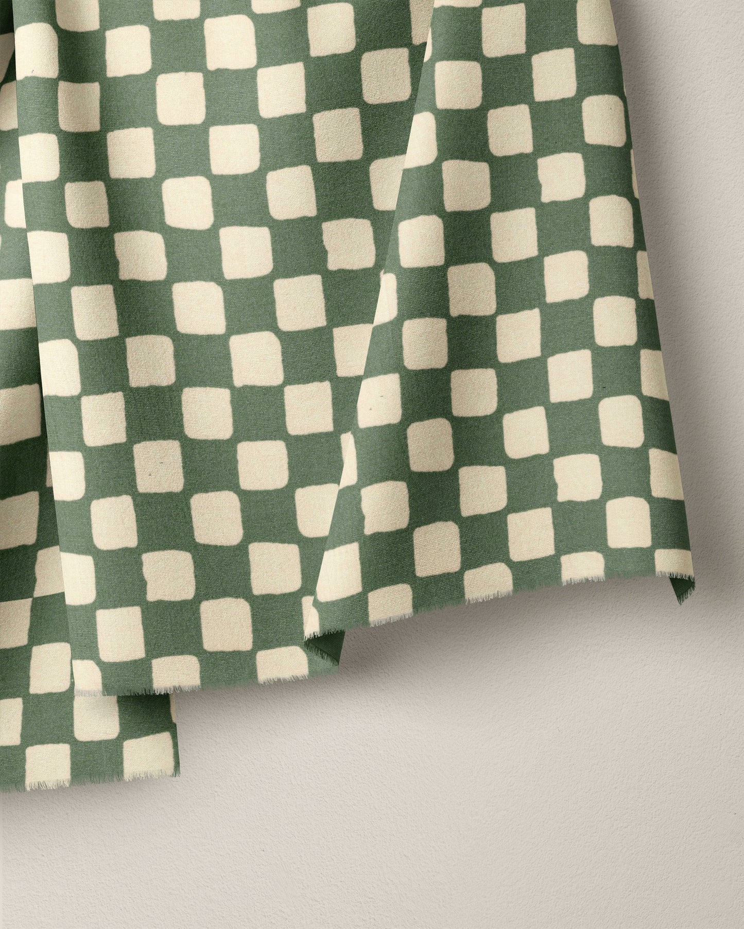 Sage Checker Board Block Print Cotton