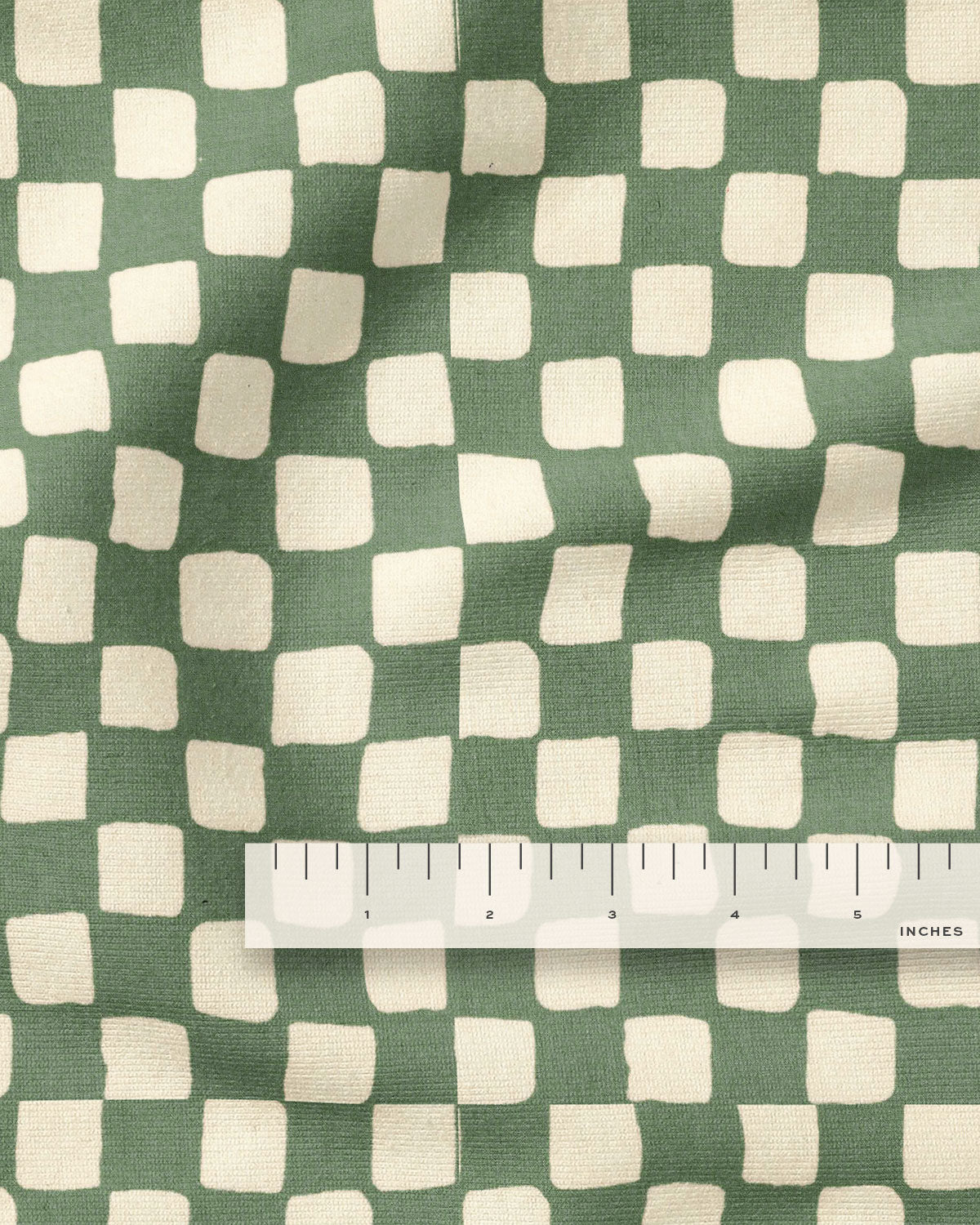 Sage Checker Board Block Print Cotton