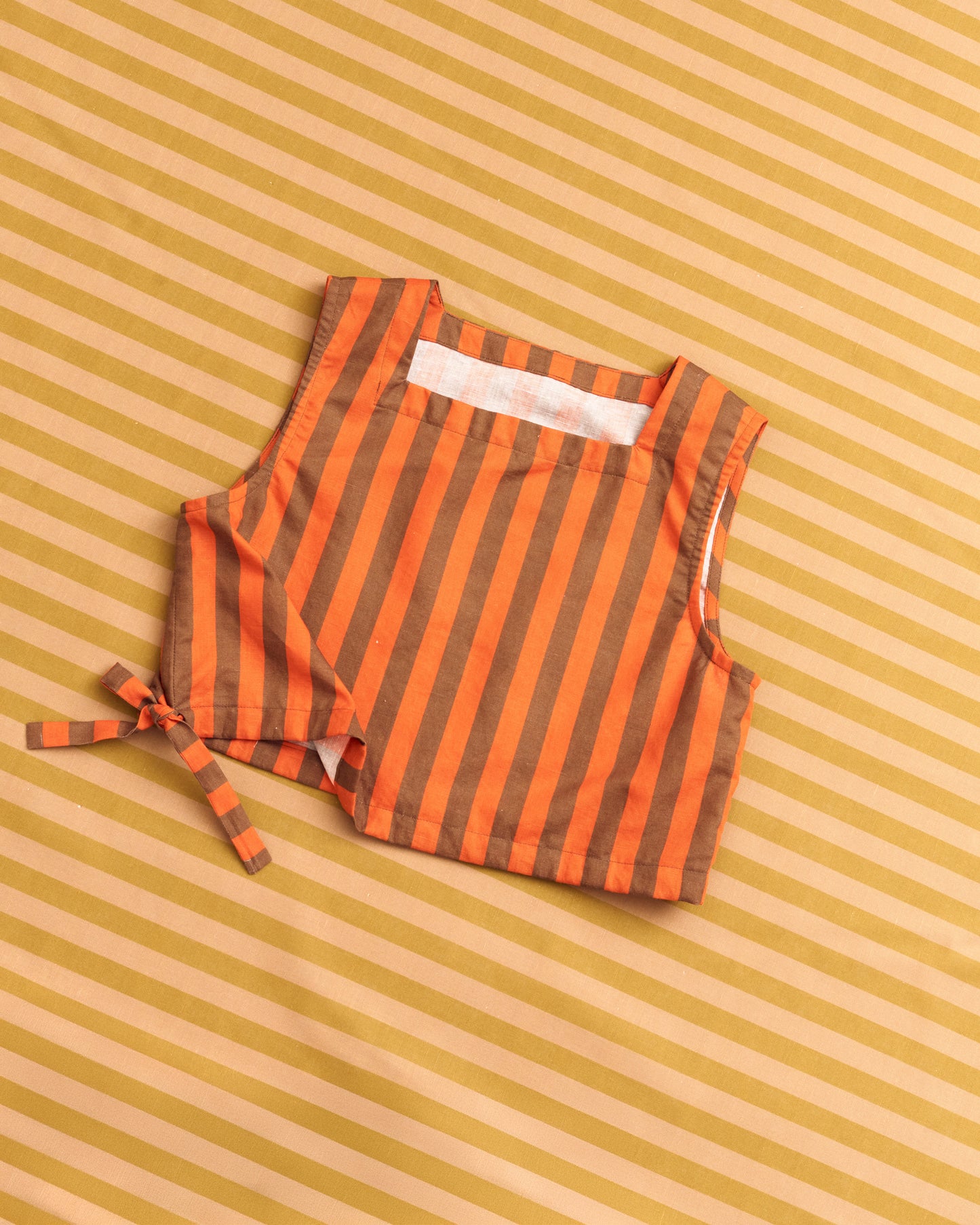 Gold and Fawn Cotton Linen Stripe