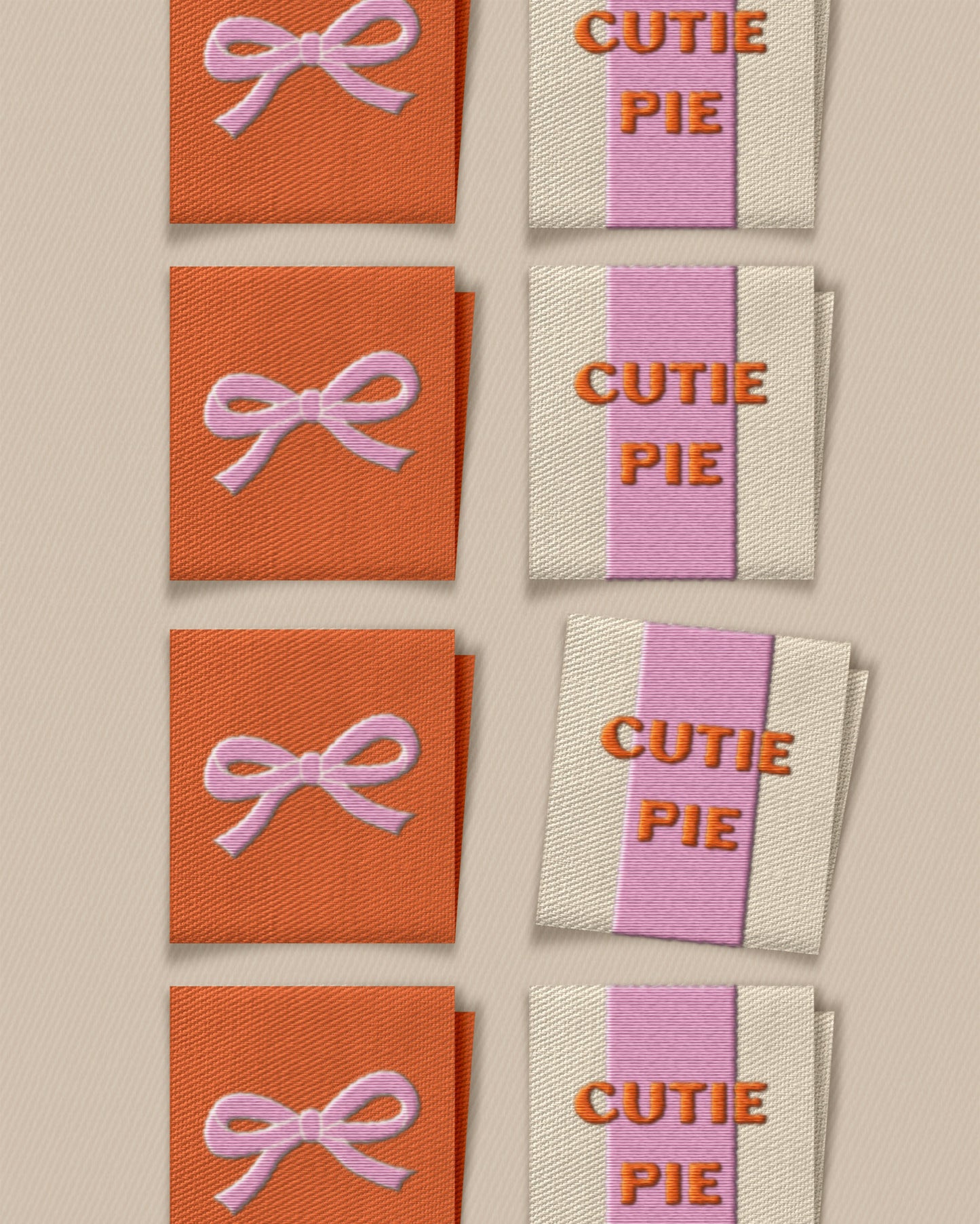 Cutie Pie Bow Square Garment Labels