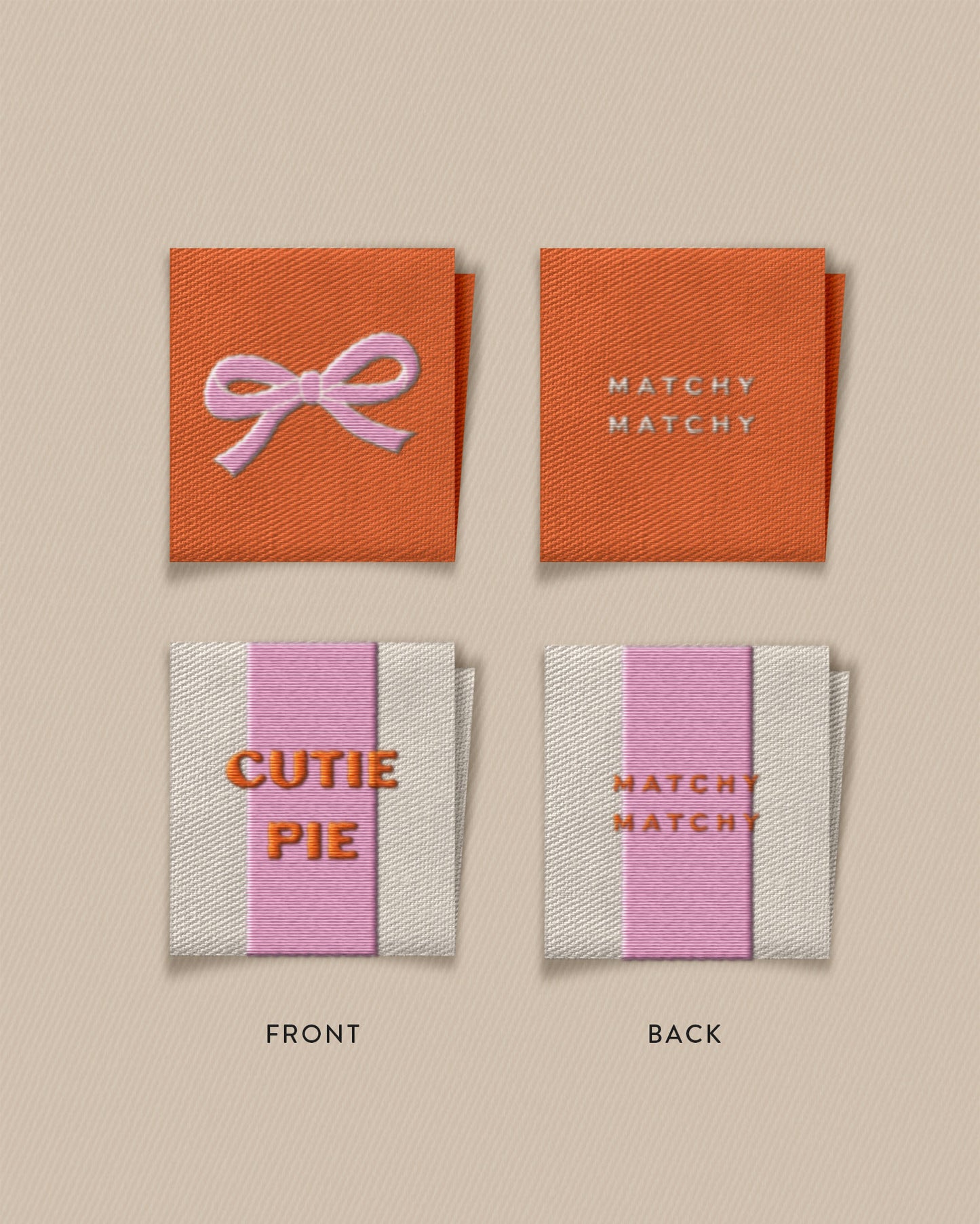 Cutie Pie Bow Square Garment Labels