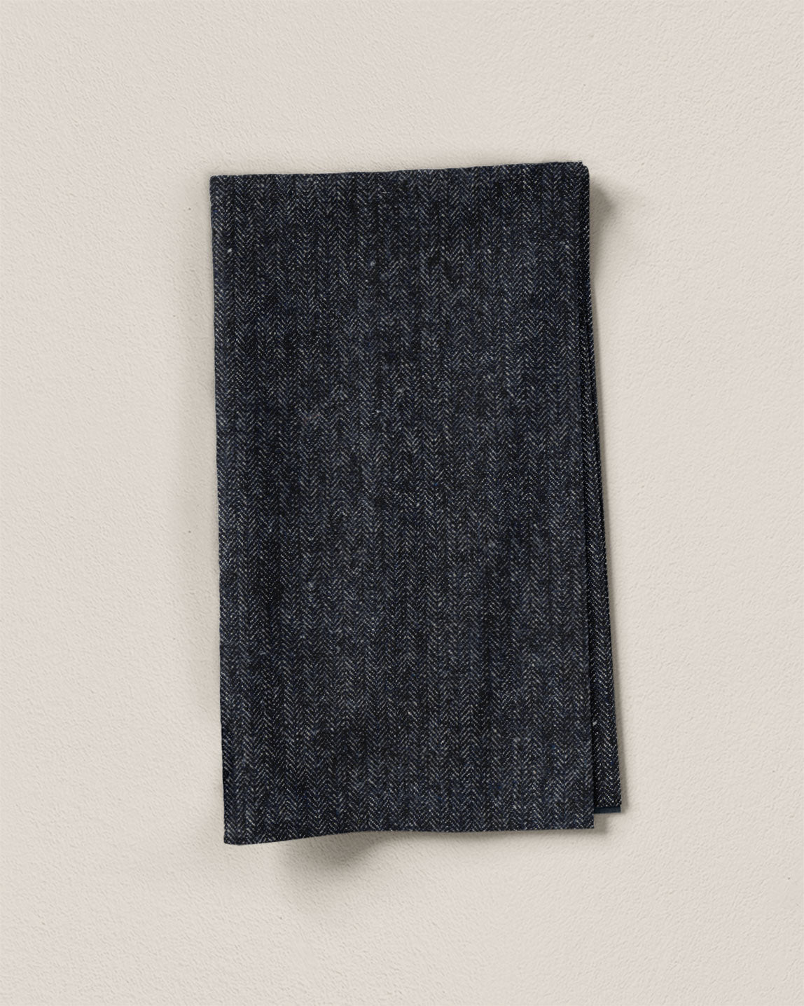 Deep Indigo Herringbone Linen Cotton Denim