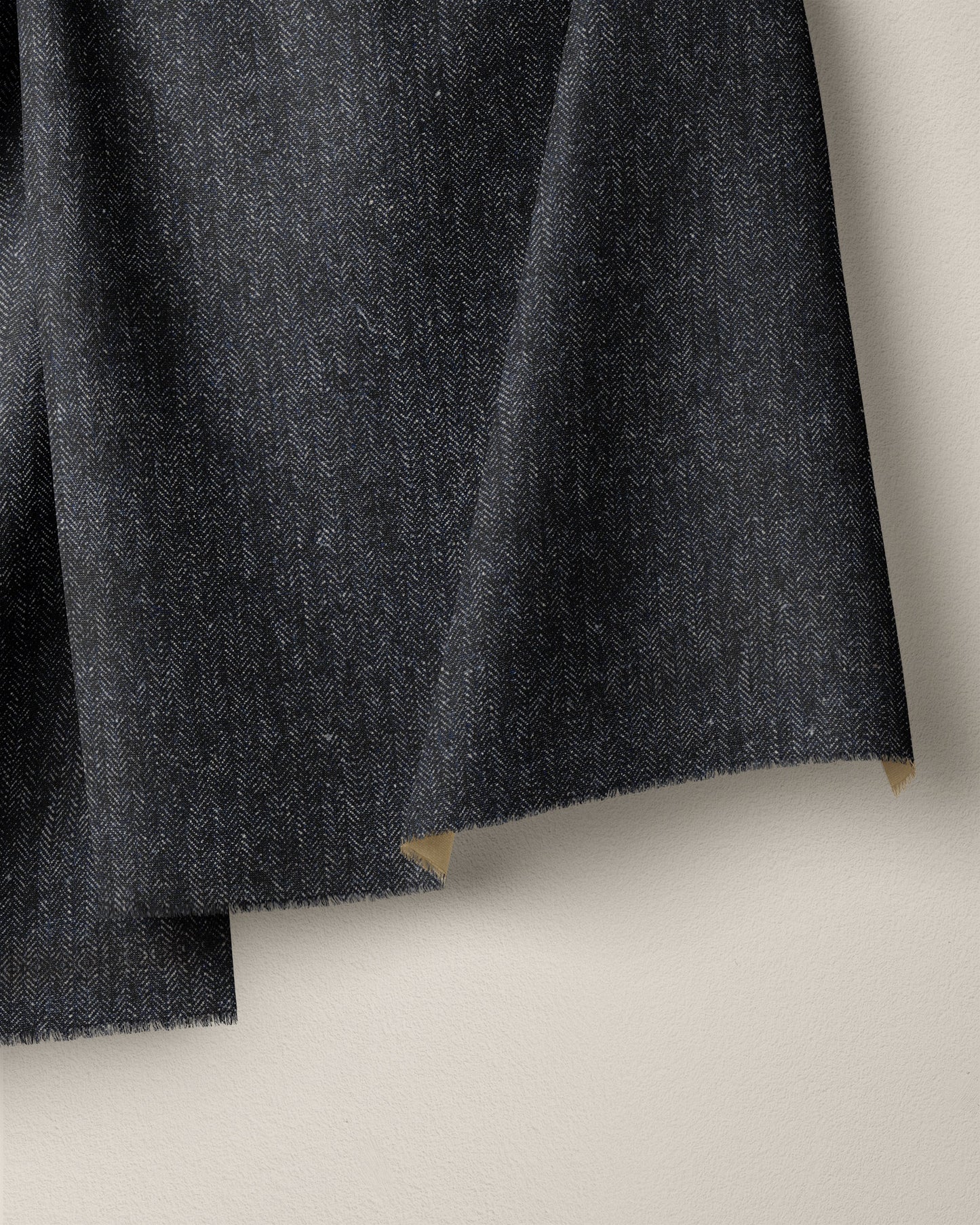 Deep Indigo Herringbone Linen Cotton Denim