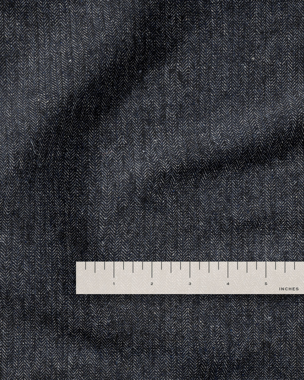 Deep Indigo Herringbone Linen Cotton Denim