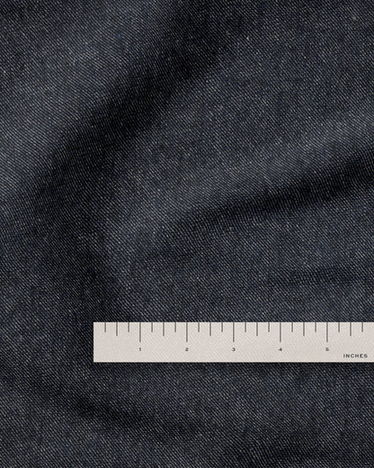 Deep Indigo Twill Linen Cotton Denim