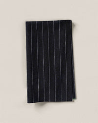 Deep Navy Pinstripe Linen Cotton Denim