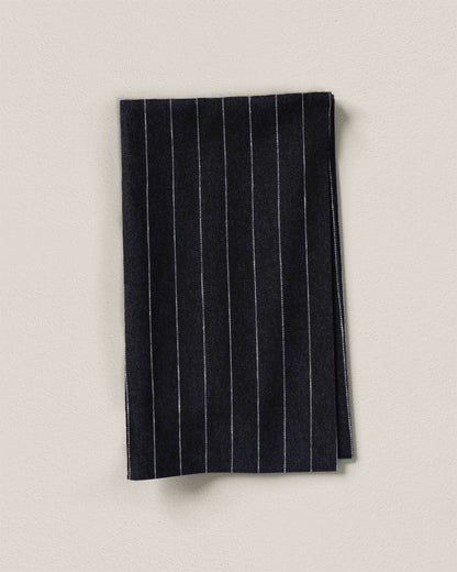 Deep Navy Pinstripe Linen Cotton Denim