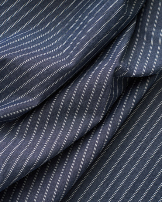 Denim Blue Premium Striped Cotton
