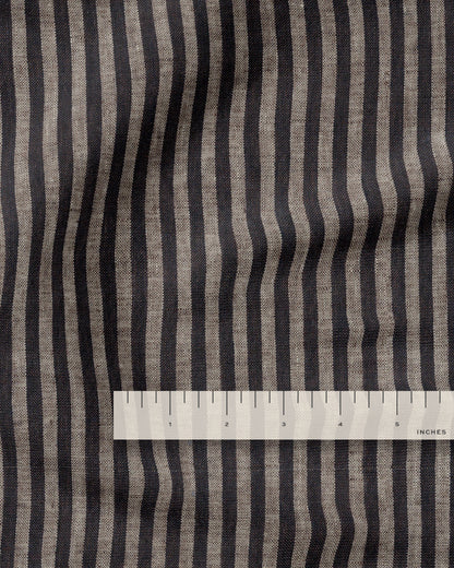 Espresso Candy Stripe Washed Linen