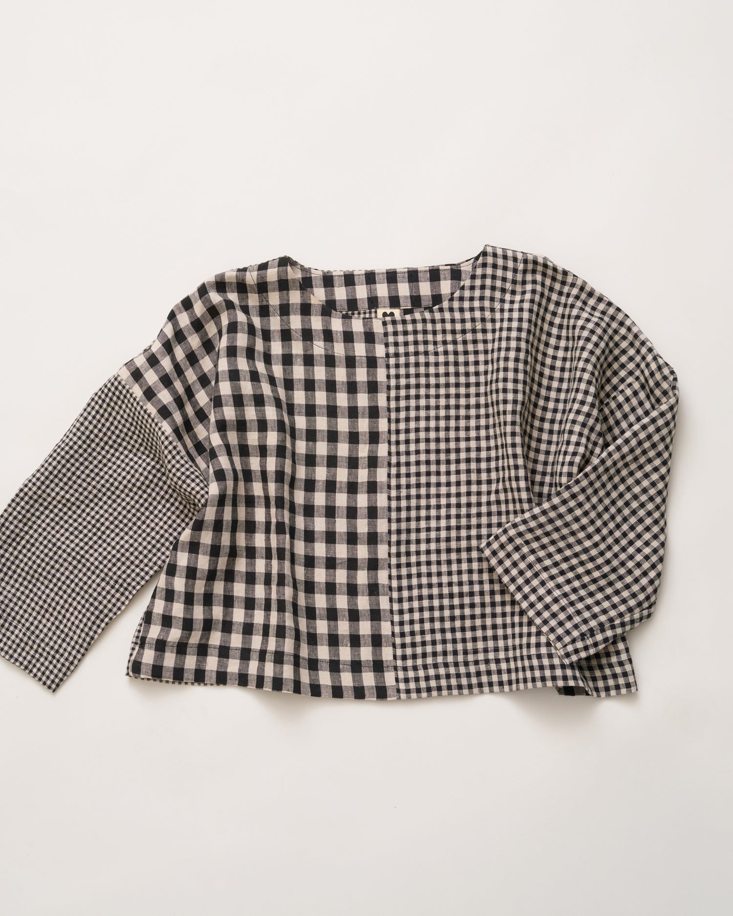 black and white gingham linen boxy top for beginners
