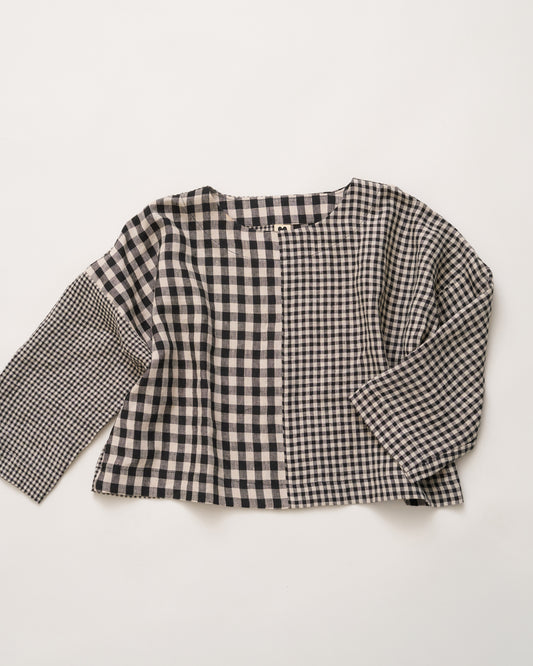 black and white gingham linen boxy top for beginners