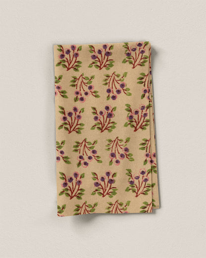 Fig and Tan Bloom Block Print Cotton