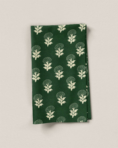 Forest and Ivory Bloom Block Print Cotton