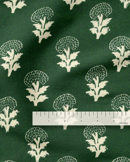Forest and Ivory Bloom Block Print Cotton
