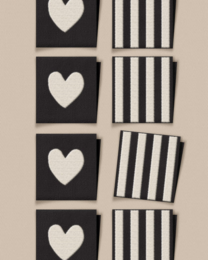 White Heart and Stripe Square Garment Labels